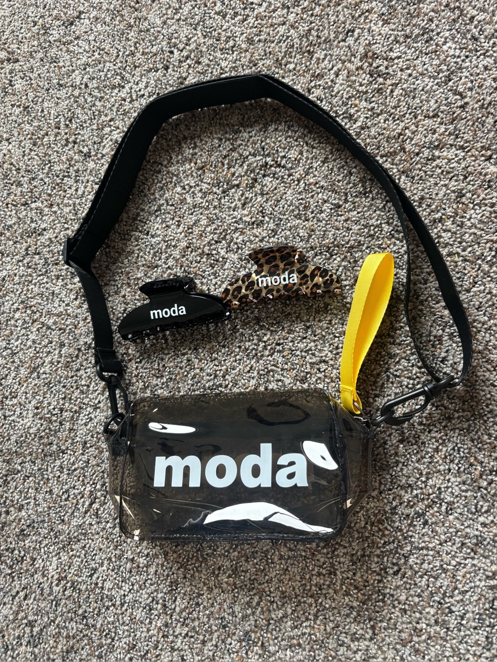 MODA Black Jelly Crossbody Bag & 2 Hair Claw Clips Bundle